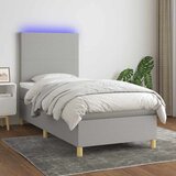  box spring s madracem LED svjetlosivi 90x190 cm tkanina | shoptok.hr