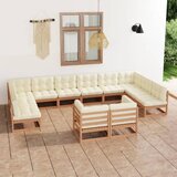 The Living Store Vrtna sedežna garnitura z blazinami 12-delna medeno rjava - Vrtna Sedežna Garnitura, (21471307) | Shoptok.si