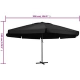  Vrtni suncobran s aluminijskom šipkom 600 cm crni | shoptok.hr