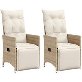 vidaXL nastavljivi vrtni stoli 2 kosa z blazinami bež poli ratan | Shoptok.si