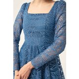 Lafaba Women's Indigo Square Neck Silvery Evening Dress | shoptok.hr