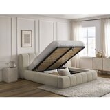 Bobochic Paris Bež oblazinjena zakonska postelja s prostorom za shranjevanje z letvenim dnom 140x190 cm Denali – | Shoptok.si