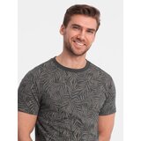 Ombre Men's full-print t-shirt in palm leaves - graphite | Shoptok.si