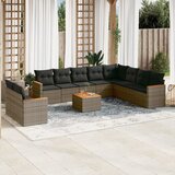  The Living Store Vrtna sedežna garnitura 11-delna z blazinami siv poli ratan - Vrtna Sedežna Garniture, (21478484) | Shoptok.si