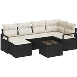 vidaXL set od 6 dijelova vrtnih sofa s jastučićima smeđa poli ratan, 2-sjedna vrtna sofa s pohranom i jastučićima crna poli ratan | shoptok.hr
