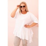 Kesi Włoski Women's Plus Size blouse with cotton, featuring a pocket and rolled sleeves kiwi Cene