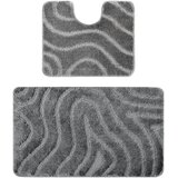 RugsX Preproge Dvodelni kopalniški set preproga SUPREME WAVES, v 60x100 cm Siva | Shoptok.si