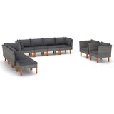 The Living Store Vrtna sedežna garnitura 10-delna poli ratan in evkaliptus siva - Vrtna Sedežna Garnitura, (21481629) | Shoptok.si