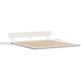 vidaXL Posteljni okvir s nočnimi omaricami Bela 200x200cm Trden les | Shoptok.si