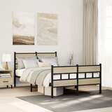 vidaXL Kovinski posteljni okvir brez vzmetnice sonoma hrast 120x190 cm Cene
