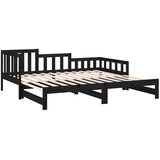  Dnevni ležaj na izvlačenje crni 2x (80x200) cm masivna borovina | Eponuda.com