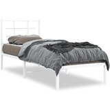 Maison Chic Kovinski Posteljni okvir - Enojna postelja - Postelja za odrasle z vzglavjem bel 80x200 cm, (21694362) | Shoptok.si