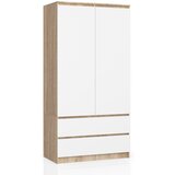 AKORD Garderobna Omara, 2 Vrata In 2 Predala, Hrast Sonoma/Bela, (5000331701) | Shoptok.si