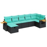  Vrtna garnitura - 7-dijelni set vrtnih sofa od poliratana s jastucima crni - Crna sa spremištem 7 | shoptok.hr