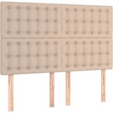  LED posteljno vzglavje kapučino 144x5x118/128 cm umetno usnje, (20954524) | Shoptok.si