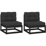 Maison Chic Vrtni sredinski kavč - Zunanji kavči z antracitnimi blazinami 2 kosa borovina, (22040600) | Shoptok.si