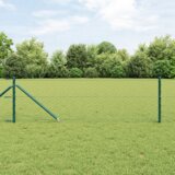 vidaXL Hexagonalna ograja Zelena 0.8x25 m Jeklo, Stebrički za ograjo s sidrom 13 kos Ø32 mm 100 cm Galvanizirano jeklo | Shoptok.si