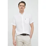 Lacoste Lanena košulja boja: bijela, regular, o button-down ovratnikom