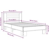  Okvir za krevet boja hrasta 75x190 cm konstruirano drvo i metal | shoptok.hr