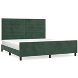  Posteljni okvir z vzglavjem temno zelen 160x200 cm žamet, (20906820) | Shoptok.si