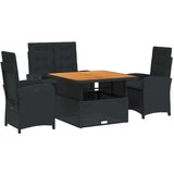  4-dijelni vrtni blagovaonski set od poliratana s jastucima crni | shoptok.hr