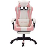 vidaXL racing stol z RGB LED lučkami roza in belo umetno usnje | Shoptok.si