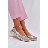 EVENTO Leather Perforated Lightweight Ballerinas Gold Leaneila | ePonuda.com