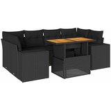  7-dijelni set vrtnih sofa od poliratana s jastucima crni Slike