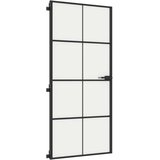 Sobna vrata tanka crna 93x201,5 cm kaljeno staklo i aluminij | shoptok.hr