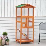 PawHut 165 cm visoka kletka za ptice iz lesa in žičnate mreže, zunanja kletka z dvema vratoma in odstranljivim pladnjem, oranžna, (20744979) Cene