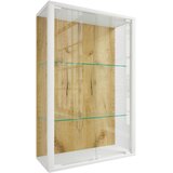 Livetastic VISEČA VITRINA, prozorno, bela, medeni hrast | Shoptok.si