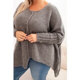 Kesi Włoski Women's Plus Size sweater with acrylic in a loose fit and 3/4 sleeves gray | shoptok.hr