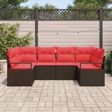  Sjedeća garnitura za vrt 6 kom. Smeđa i crvena poliratan 234 x 122 x 85 cm | Shoptok.si
