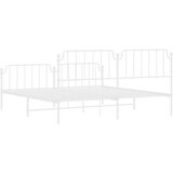 Metalni okvir kreveta uzglavlje i podnožje bijeli 200 x 200 cm | shoptok.hr