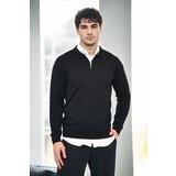 Dewberry 82155 Polo Neck Half Zipper Slim Fit Mens Sweater-BLACK | shoptok.hr