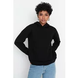 Trendyol Black Slit Detailed Knitted Sweatshirt