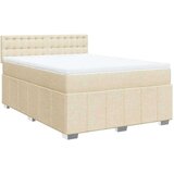  Box spring postelja z vzmetnico krem 160x200 cm blago | Shoptok.si