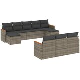 Maison Chic Seti vrtnega pohištva - Vrtna garnitura - Vrtni pohištvo set 10-delna z blazinami siv poli ratan, (21815229) | Shoptok.si