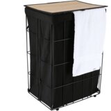 Tendance košara za rublje sklopiva s bambus poklopcem, crna | shoptok.hr