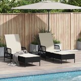  Ležaljka 3 pcs Crna i krem-bijela 55 x 200 x 92 cm poliratan | shoptok.hr
