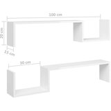  Zidne police 2 kom visoki sjaj bijele 100x15x20 cm od iverice | shoptok.hr