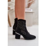 S. BARSKI Embellished Perforated Women's Heeled Boots Made Of Eco Suede Black S.Barski | Shoptok.si