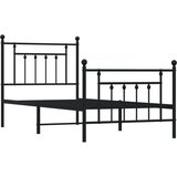 vidaXL Metalni okvir kreveta uzglavlje i podnožje crni 90 x 200 cm | shoptok.hr