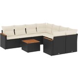 Maison Chic Seti vrtnega pohištva - Vrtna garnitura - Vrtni pohištvo set 9-delna z blazinami črn poli ratan, (21798244) | Shoptok.si