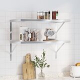 The Living Store Stenske police 2 kosa 75x40 cm srebrna nerjaveče jeklo - Stenska Polica, (21554614) | Shoptok.si