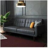 Støraa Črna raztegljiva sedežna garnitura iz umetnega usnja 200 cm Nola – | Shoptok.si