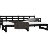  Dnevni ležaj na izvlačenje crni 2x(90x190) cm masivna borovina | shoptok.hr