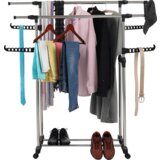 Kondela Premični obešalnik, nerjaveče jeklo/črna plastika, ALEXO | Shoptok.si