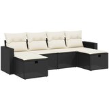 Maison Chic Seti vrtnega pohištva - Vrtna garnitura - Vrtni pohištvo set 6-delna z blazinami črna poli ratan, (21807656) | Shoptok.si