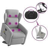 vidaXL Električni masažni naslanjač s funkcijo vstajanja siv blago | Shoptok.si